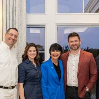 President Mantella, Laura Aikens, and Dan Hurwitz pose for photo with the two event speakers